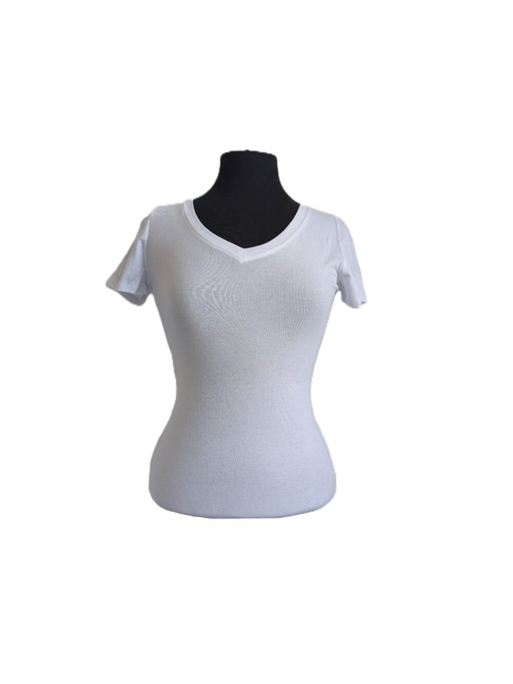 NWT Fashion Nova White Fitted V-Neck Tee | Stretch Jersey | Small